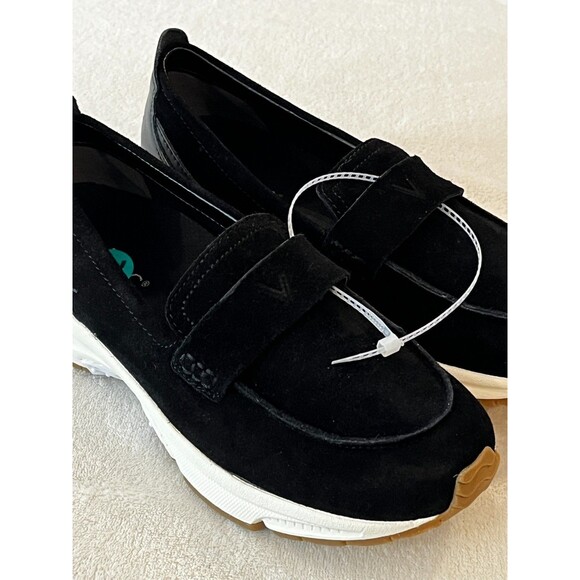 Vionic 23walk Loafer Walking Shoes Women size 7.5 Black Suede Flats NEW - Picture 2 of 16